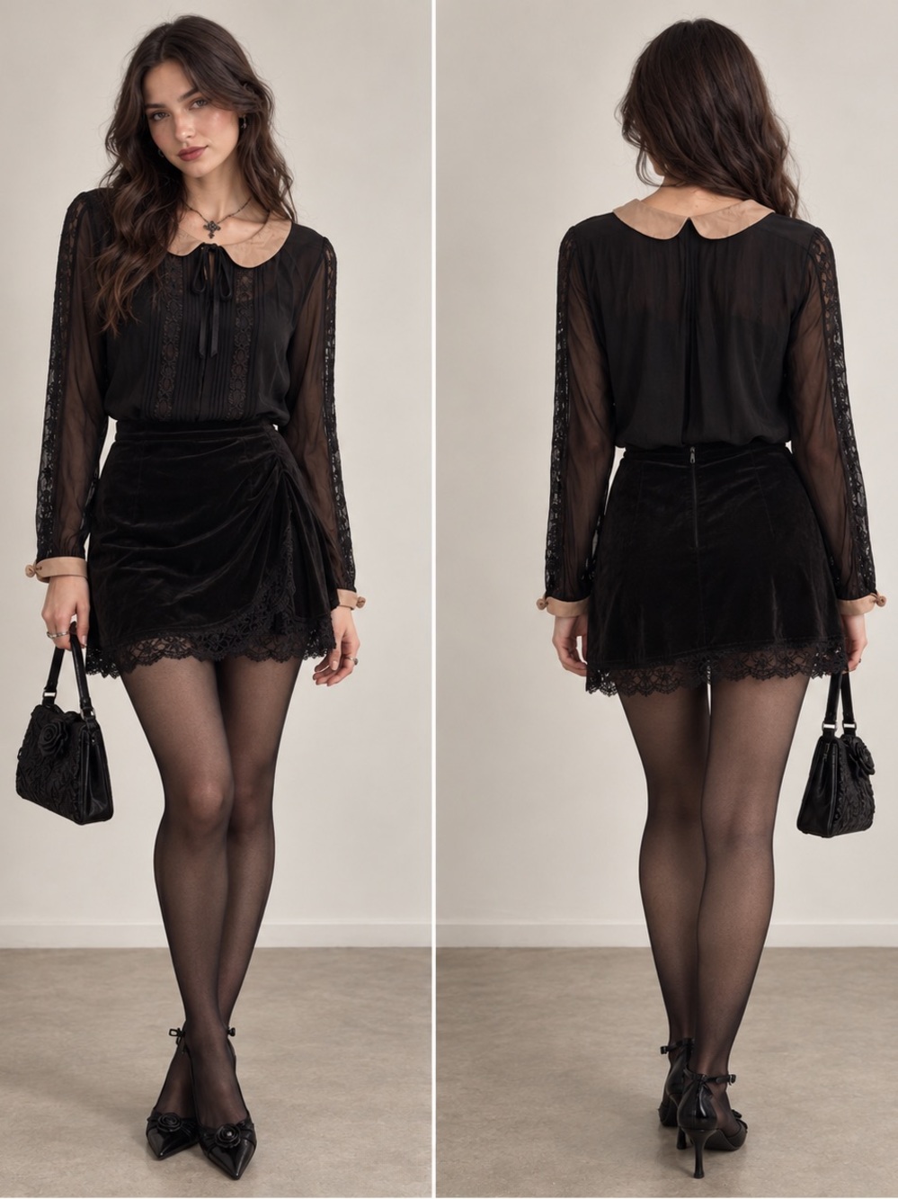 Silk Blouse Dark Academia Peter Pan Collar romantic goth vintage inspired